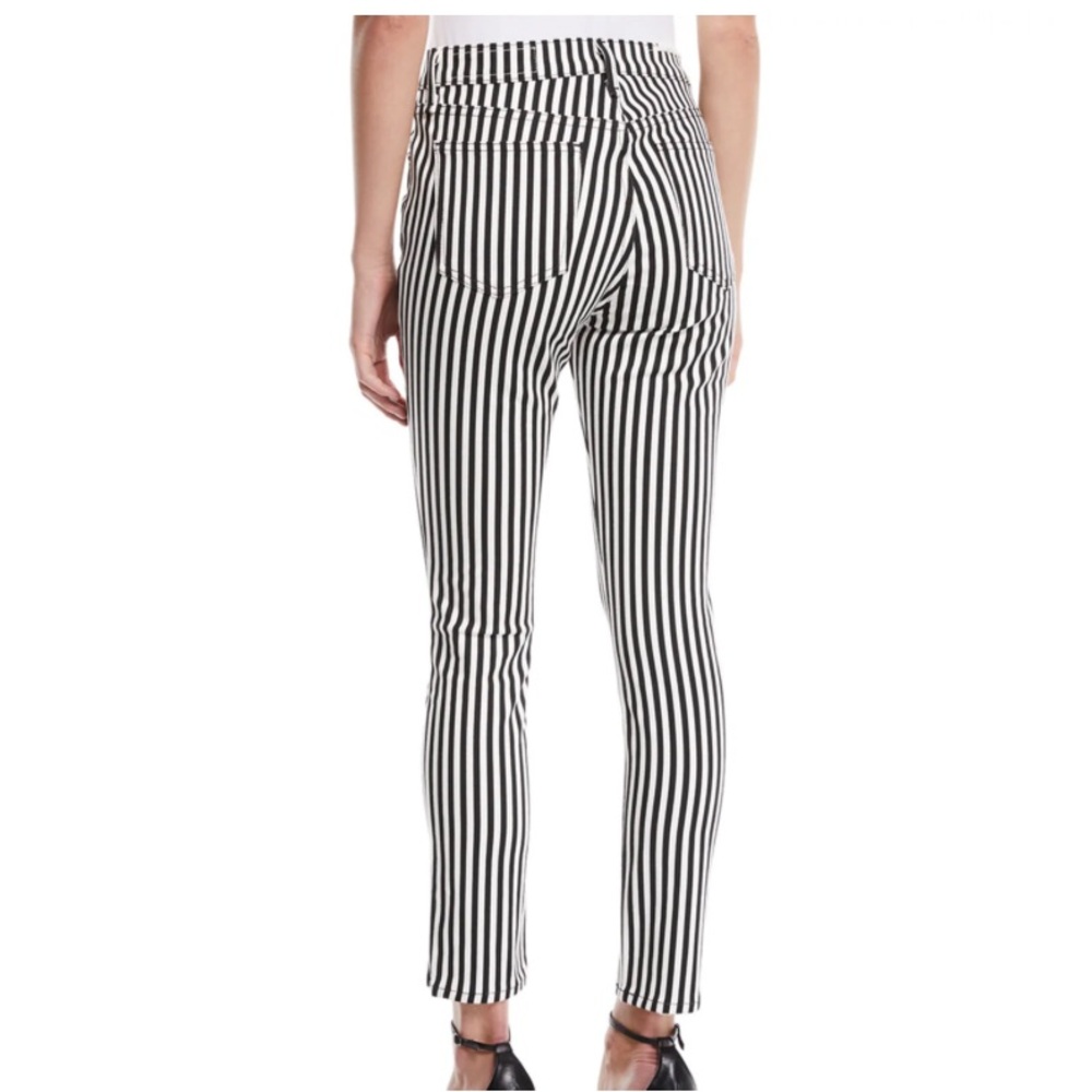 Rag & Bone High-Rise Ankle Skinny Jeans in Oba Black/White Stripe Waist 25 - Picture 6 of 13